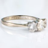 Ellibelle Jewellery Art Deco 18ct White Gold & Platinum Diamond Three-Stone Engagement Ring (1.17cts)