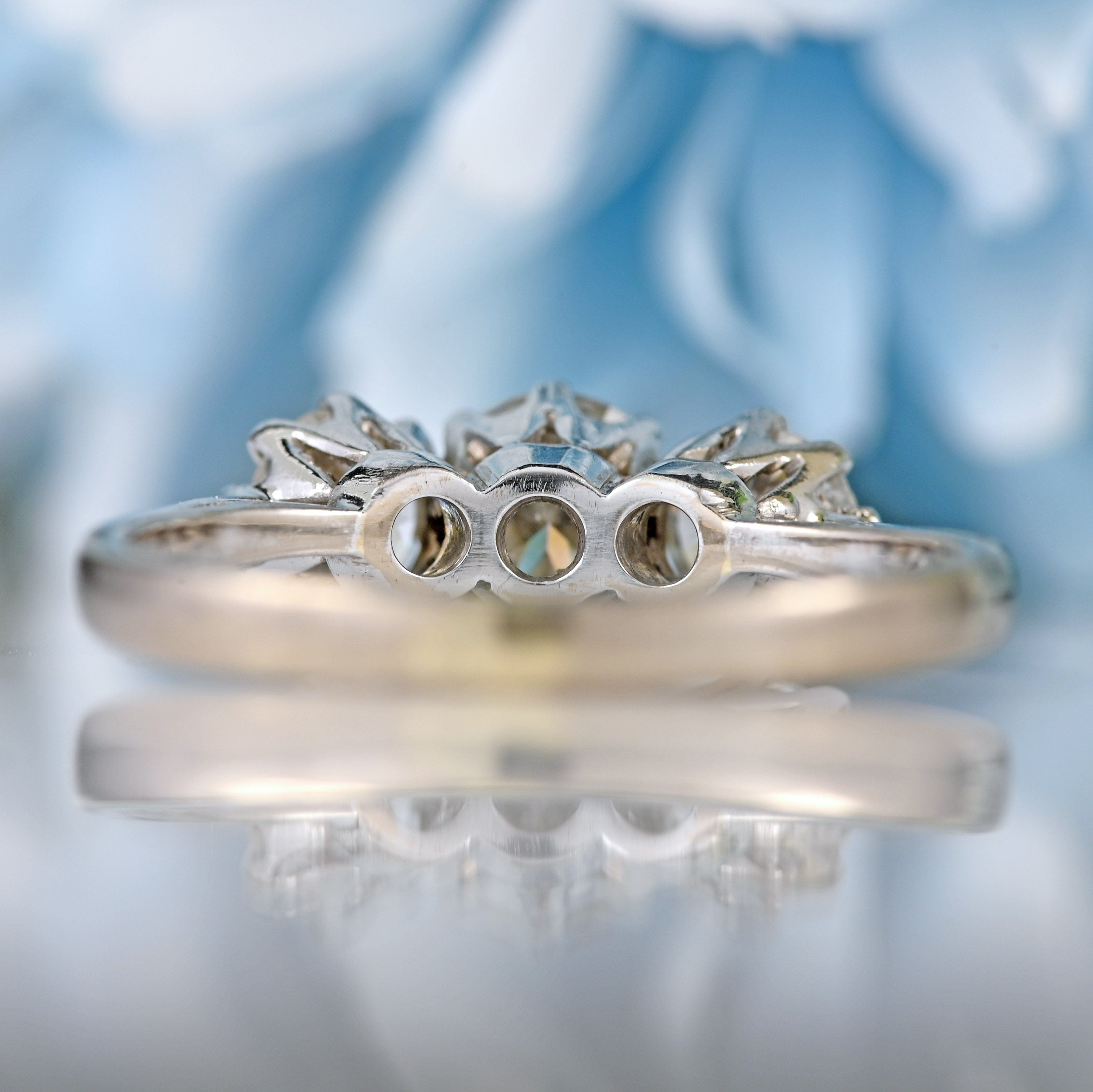 Ellibelle Jewellery Art Deco 18ct White Gold & Platinum Diamond Three-Stone Engagement Ring (1.17cts)