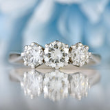 Ellibelle Jewellery Art Deco 18ct White Gold & Platinum Diamond Three-Stone Engagement Ring (1.17cts)