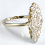 Ellibelle Jewellery Art Deco 18ct White Gold & Platinum Old-Cut Diamond Marquise Cluster Ring (1.20cts)