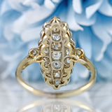 Ellibelle Jewellery Art Deco 18ct White Gold & Platinum Old-Cut Diamond Marquise Cluster Ring (1.20cts)