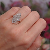 Ellibelle Jewellery Art Deco 18ct White Gold & Platinum Old-Cut Diamond Marquise Cluster Ring (1.20cts)