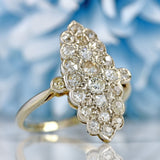 Ellibelle Jewellery Art Deco 18ct White Gold & Platinum Old-Cut Diamond Marquise Cluster Ring (1.20cts)