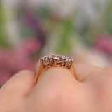 Ellibelle Jewellery Art Deco 1930s Diamond 18ct Gold Platinum Three-Stone Engagement Ring