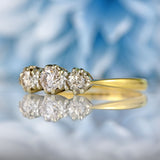 Ellibelle Jewellery Art Deco 1930s Diamond 18ct Gold Platinum Three-Stone Engagement Ring