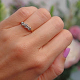 Ellibelle Jewellery Art Deco 1930s Diamond 18ct Gold Platinum Three-Stone Engagement Ring