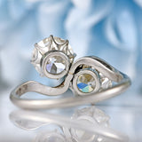 Ellibelle Jewellery Art Deco 2.50 Carat Diamond & Platinum Two-Stone Crossover Engagement Ring