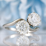 Ellibelle Jewellery Art Deco 2.50 Carat Diamond & Platinum Two-Stone Crossover Engagement Ring