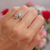 Ellibelle Jewellery Art Deco 2.50 Carat Diamond & Platinum Two-Stone Crossover Engagement Ring