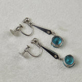 Ellibelle Jewellery Art Deco Blue Zircon & Diamond White Gold Drop Earrings