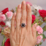 Ellibelle Jewellery Art Deco Cabochon Sapphire & Diamond 18ct Gold Platinum Target Ring
