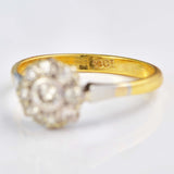 Ellibelle Jewellery Art Deco Diamond 18ct Gold & Platinum Cluster Ring (0.60cts)