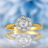 Ellibelle Jewellery Art Deco Diamond 18ct Gold Platinum Daisy Cluster Ring (0.45cts)