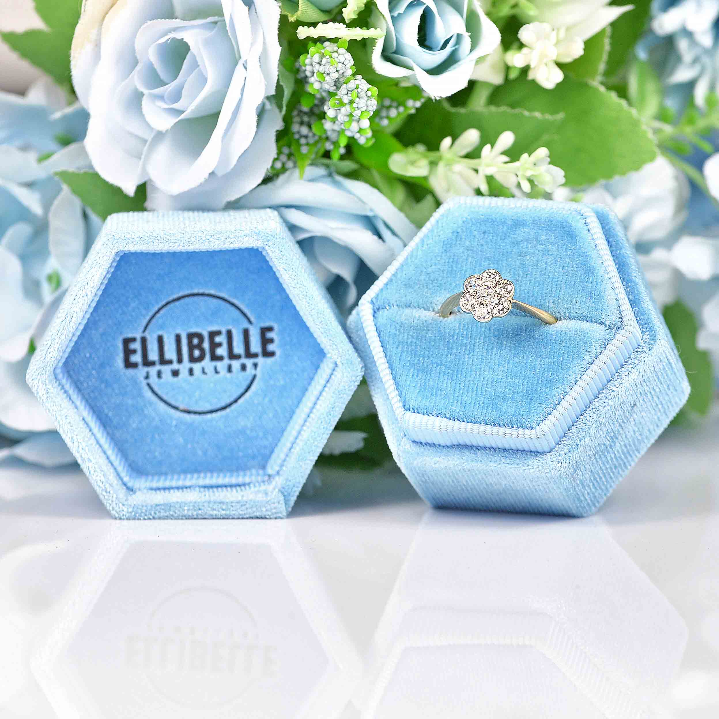Ellibelle Jewellery Art Deco Diamond 18ct Gold & Platinum Daisy Cluster Ring (0.50cts)
