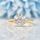 Ellibelle Jewellery Art Deco Diamond 18ct Gold & Platinum Daisy Cluster Ring (0.50cts)