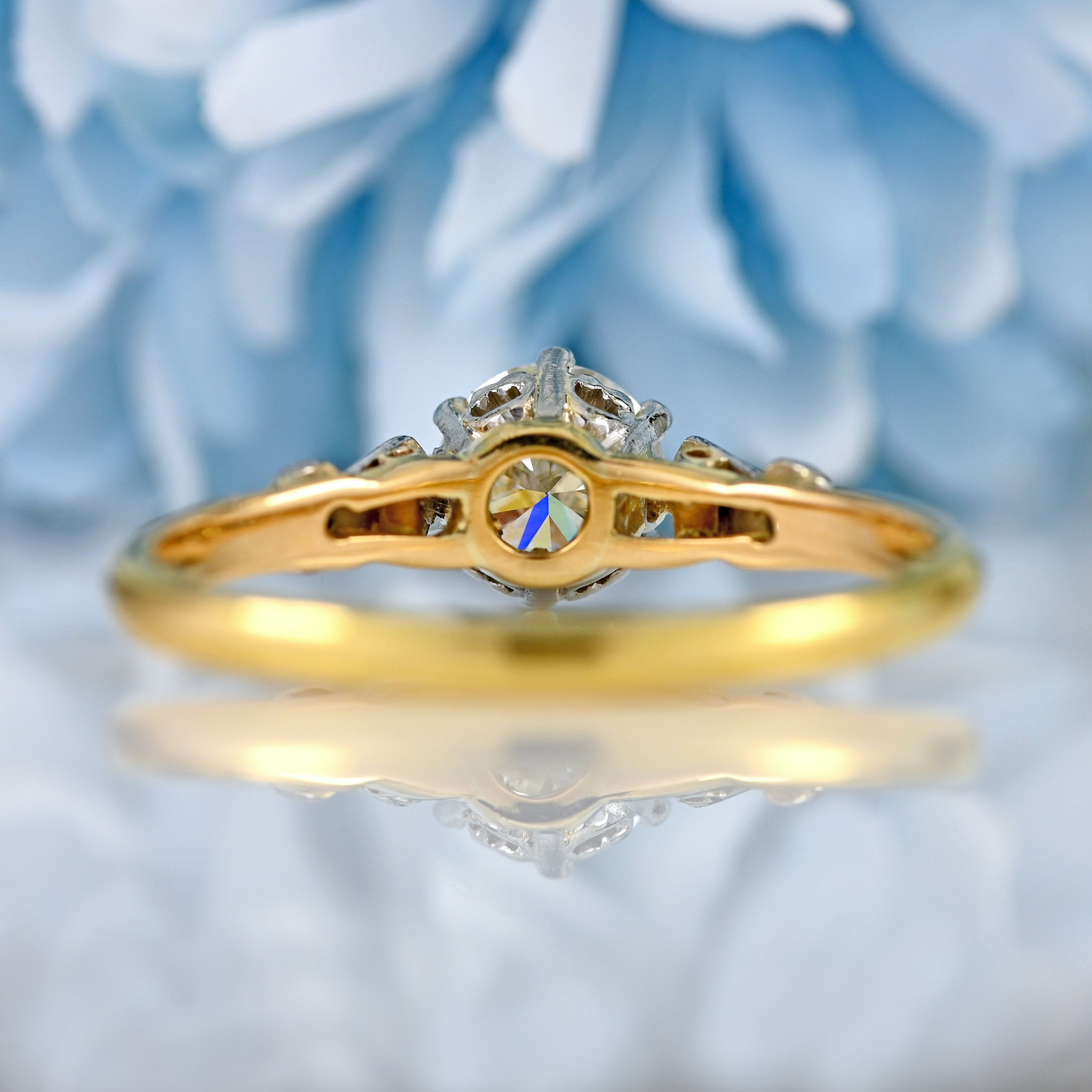 Ellibelle Jewellery Art Deco Diamond 18ct Gold Platinum Engagement Ring (0.70cts)