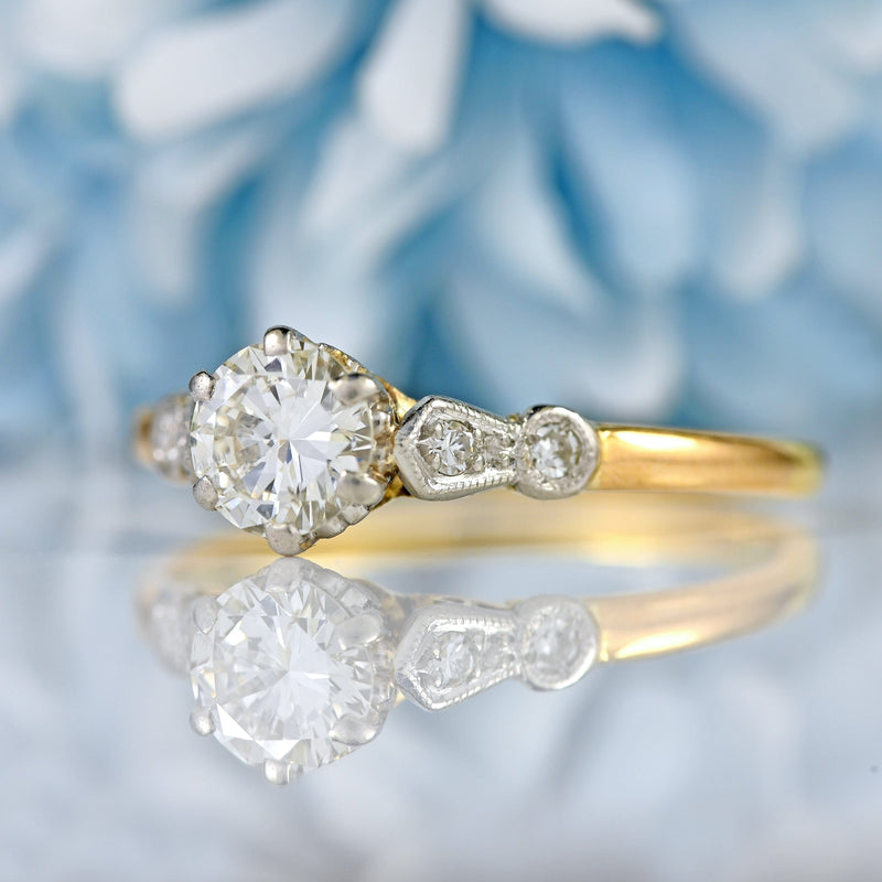 Ellibelle Jewellery Art Deco Diamond 18ct Gold Platinum Engagement Ring (0.70cts)