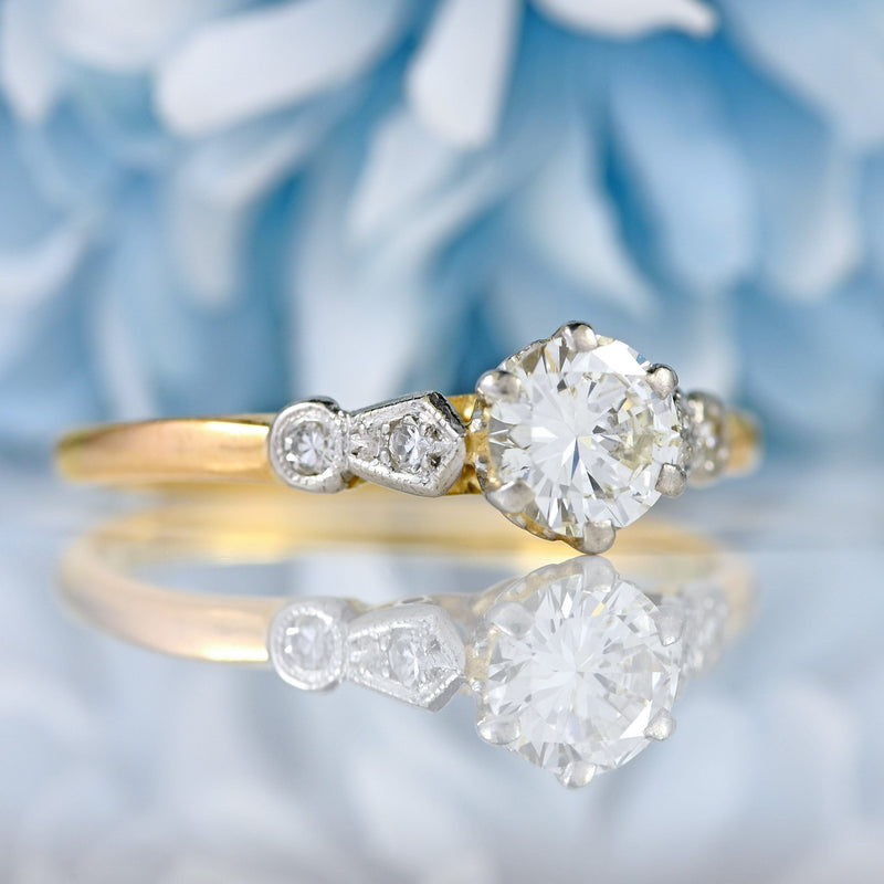 Ellibelle Jewellery Art Deco Diamond 18ct Gold Platinum Engagement Ring (0.70cts)