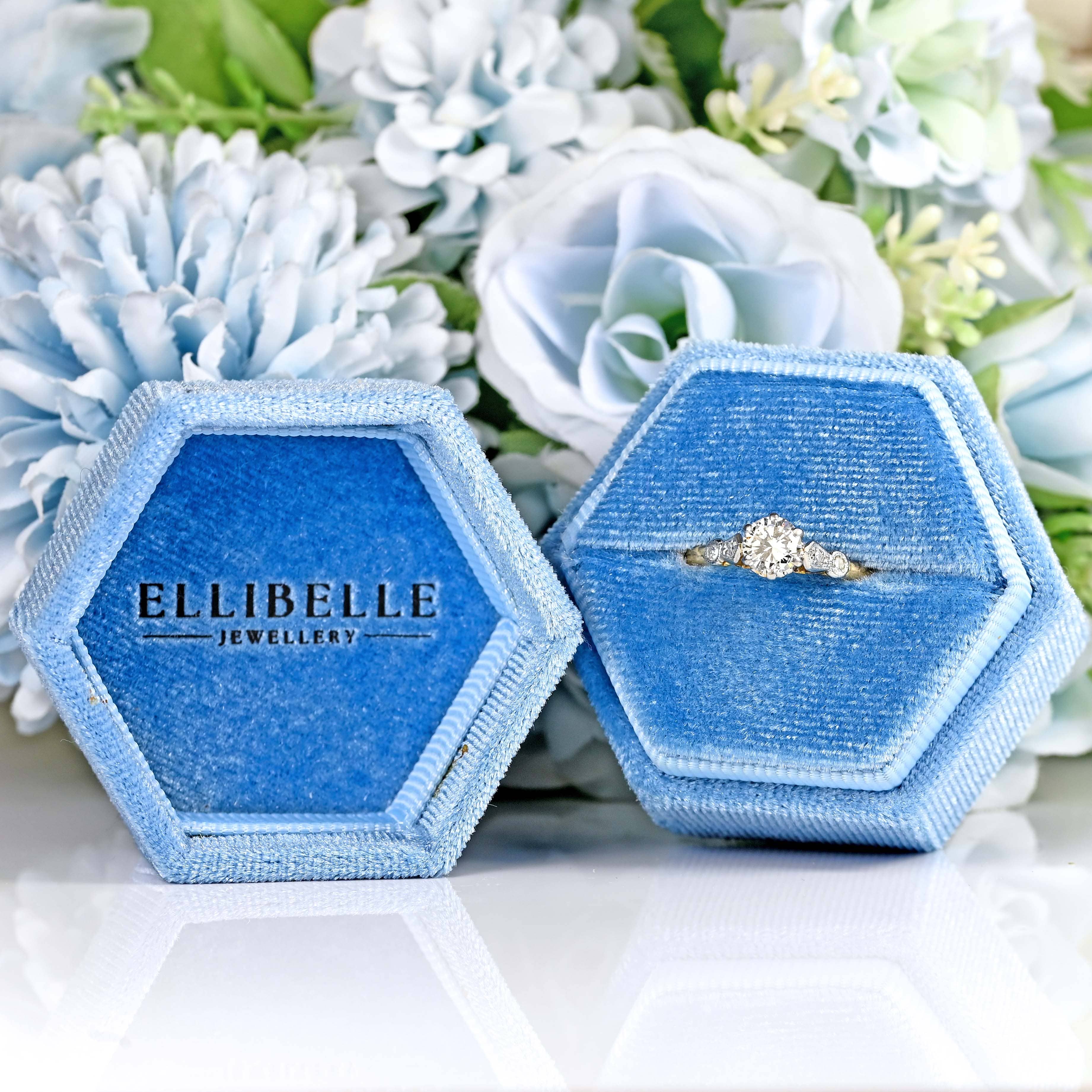 Ellibelle Jewellery Art Deco Diamond 18ct Gold Platinum Engagement Ring (0.70cts)