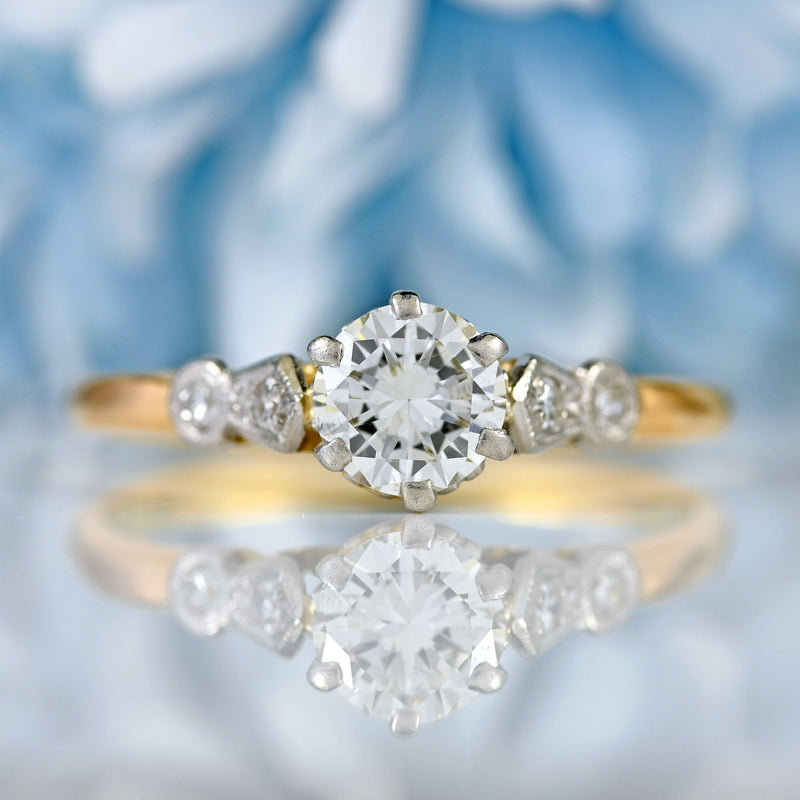 Ellibelle Jewellery Art Deco Diamond 18ct Gold Platinum Engagement Ring (0.70cts)