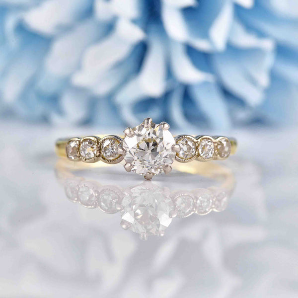 Ellibelle Jewellery Art Deco Diamond 18ct Gold & Platinum Engagement Ring (1.06cts)