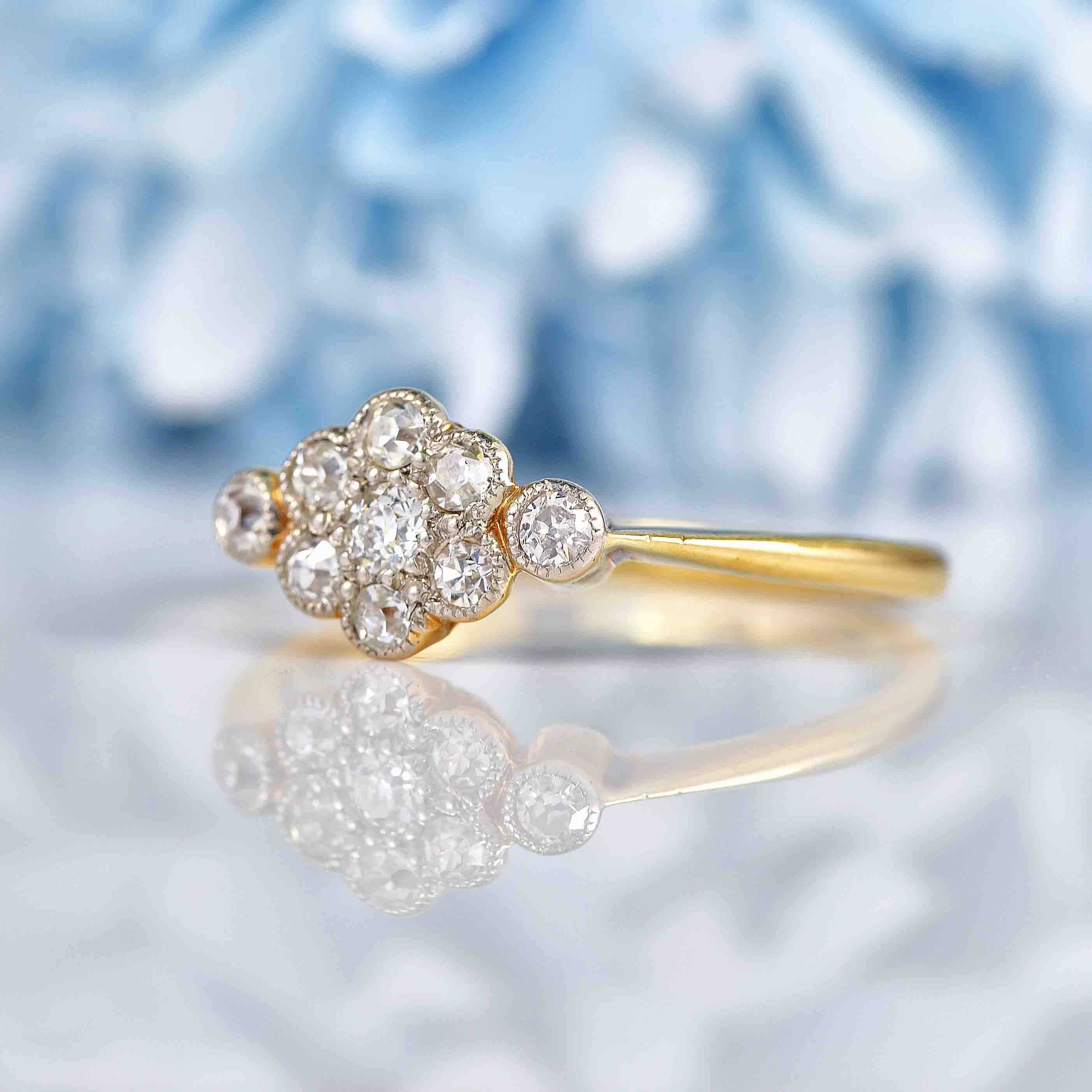 Ellibelle Jewellery Art Deco Diamond 18ct Gold & Platinum Ring (0.25cts)