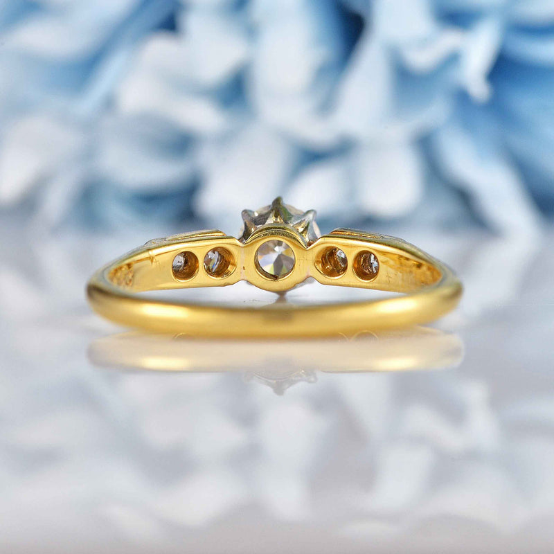 Ellibelle Jewellery Art Deco Diamond 18ct Gold & Platinum Solitaire Engagement Ring (0.43ct)