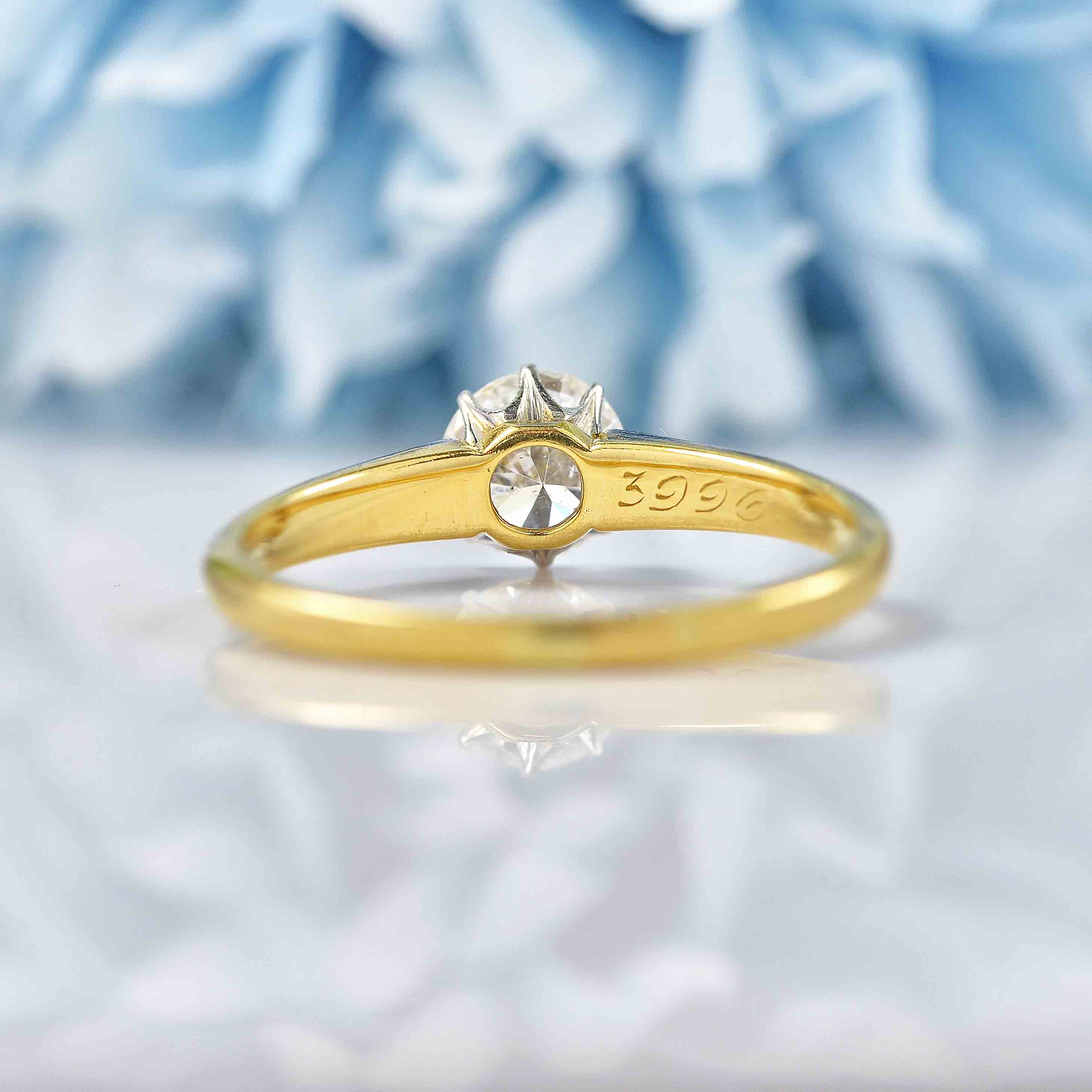 Ellibelle Jewellery Art Deco Diamond 18ct Gold & Platinum Solitaire Engagement Ring (0.70cts)