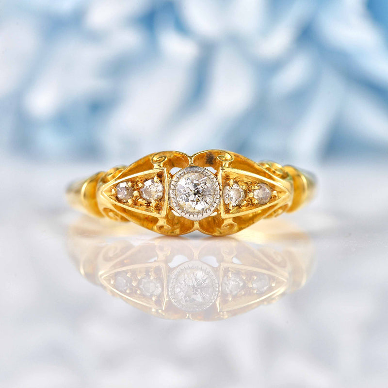 Ellibelle Jewellery Art Deco Diamond 18ct Gold Ring - Birmingham 1919