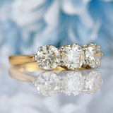 Ellibelle Jewellery Art Deco Diamond 18ct Gold Three-Stone Trilogy Engagement Ring (1.75cts)