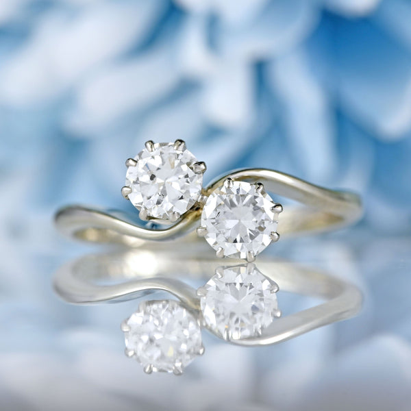 Ellibelle Jewellery Art Deco Diamond 18ct White Gold & Platinum Crossover Engagement Ring (0.70cts)