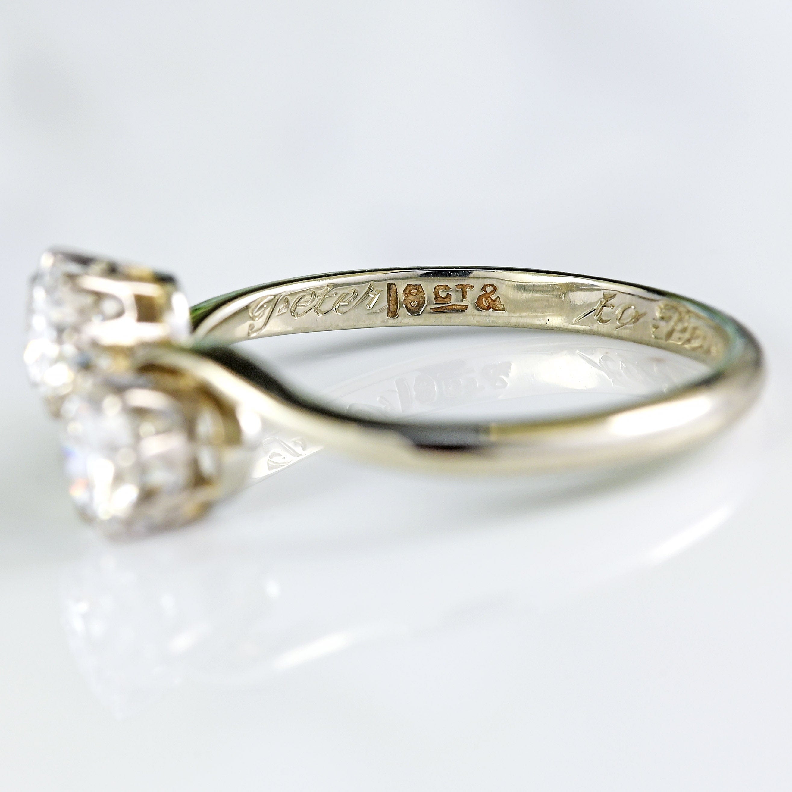 Ellibelle Jewellery Art Deco Diamond 18ct White Gold & Platinum Crossover Engagement Ring (0.70cts)