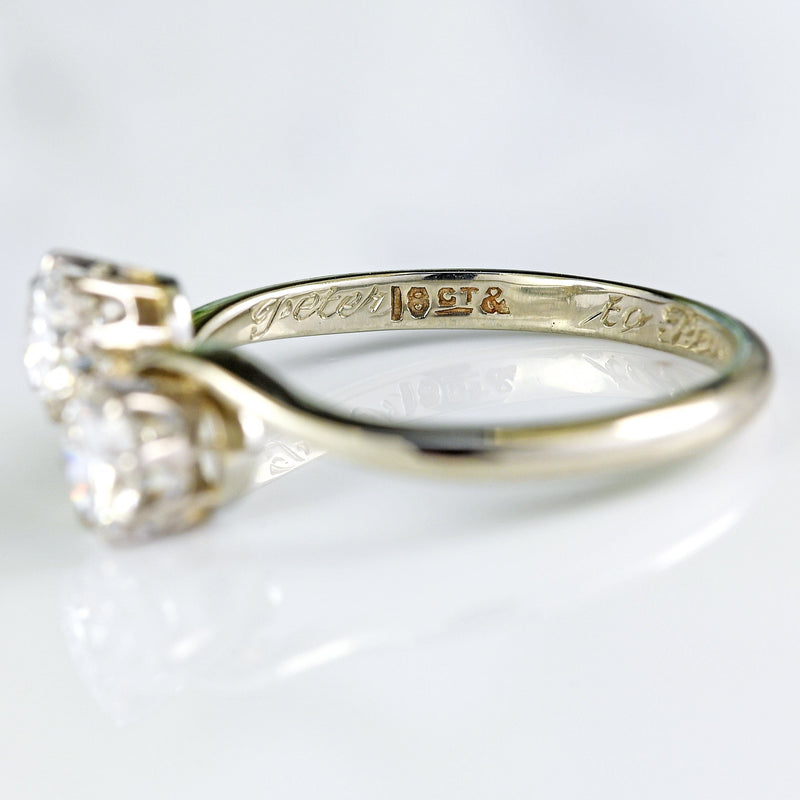 Ellibelle Jewellery Art Deco Diamond 18ct White Gold & Platinum Crossover Engagement Ring (0.70cts)
