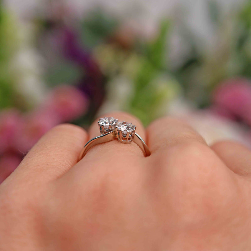 Ellibelle Jewellery Art Deco Diamond 18ct White Gold & Platinum Crossover Engagement Ring (0.70cts)