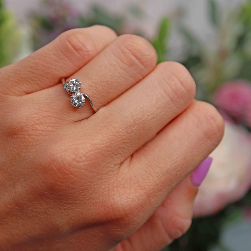 Ellibelle Jewellery Art Deco Diamond 18ct White Gold & Platinum Crossover Engagement Ring (0.70cts)
