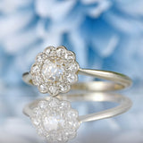 Ellibelle Jewellery Art Deco Diamond 18ct White Gold & Platinum Daisy Cluster Engagement Ring Copy