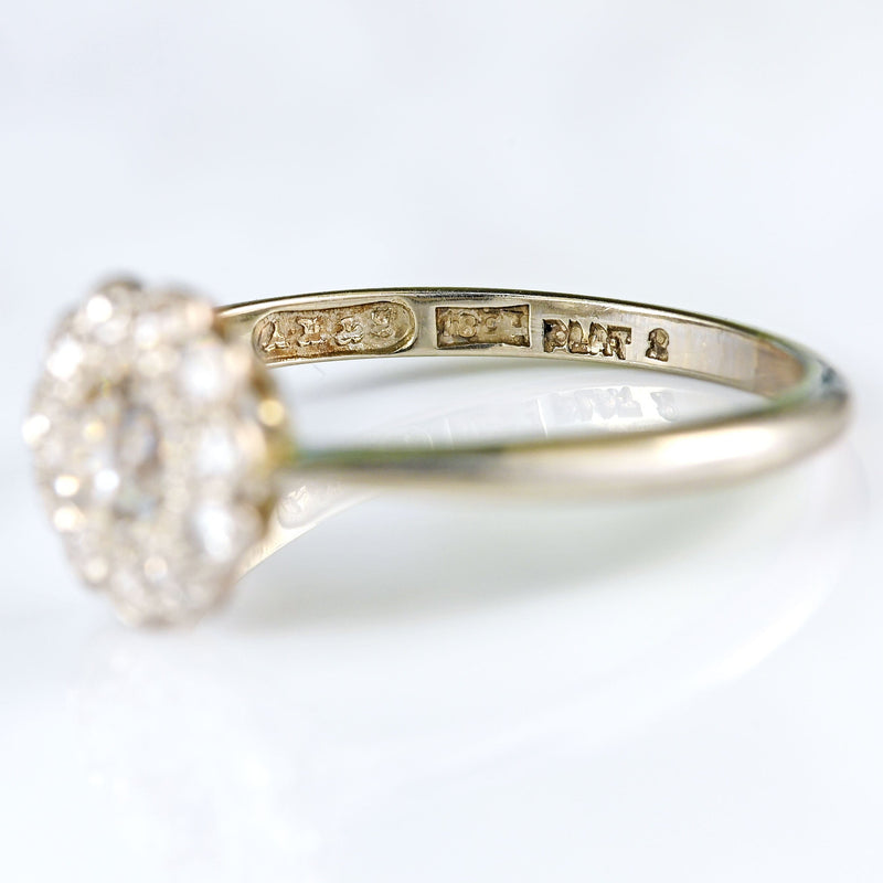 Ellibelle Jewellery Art Deco Diamond 18ct White Gold & Platinum Daisy Cluster Engagement Ring Copy
