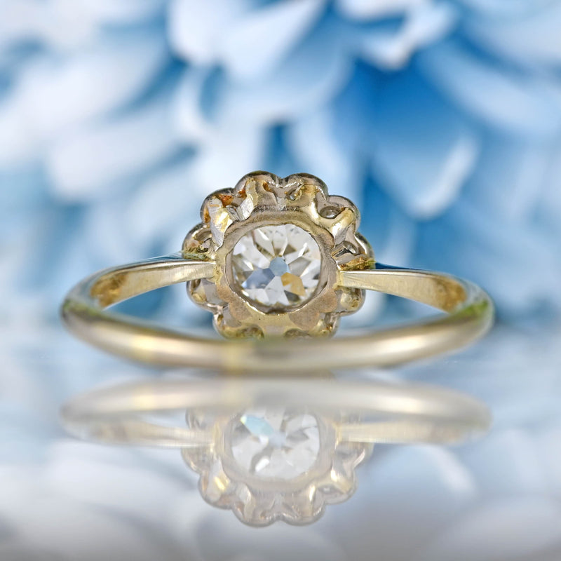 Ellibelle Jewellery Art Deco Diamond 18ct White Gold & Platinum Daisy Cluster Engagement Ring Copy