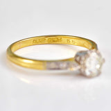 Ellibelle Jewellery Art Deco Diamond Gold & Platinum Solitaire Engagement Ring (0.50ct)