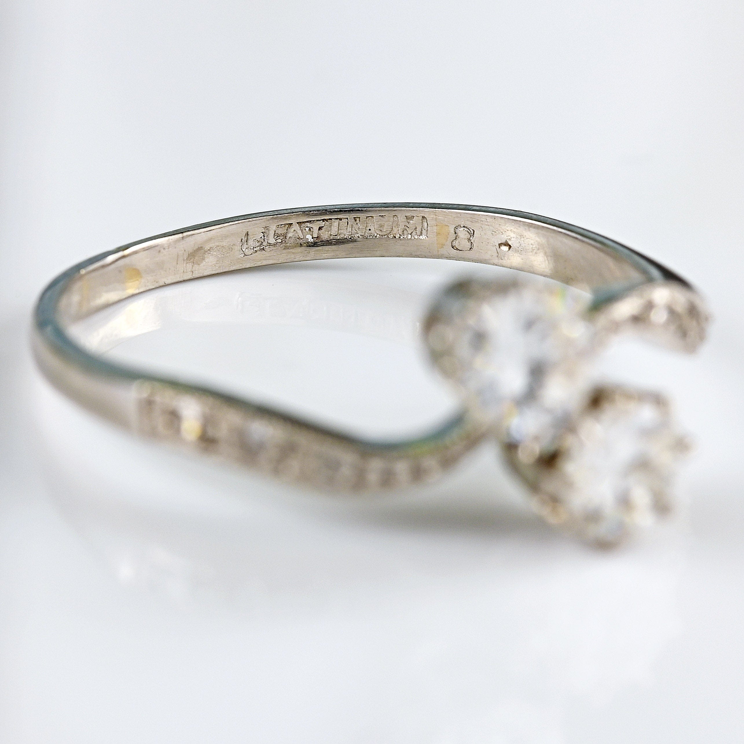 Ellibelle Jewellery Art Deco Diamond Platinum Crossover Engagement Ring (0.86cts)