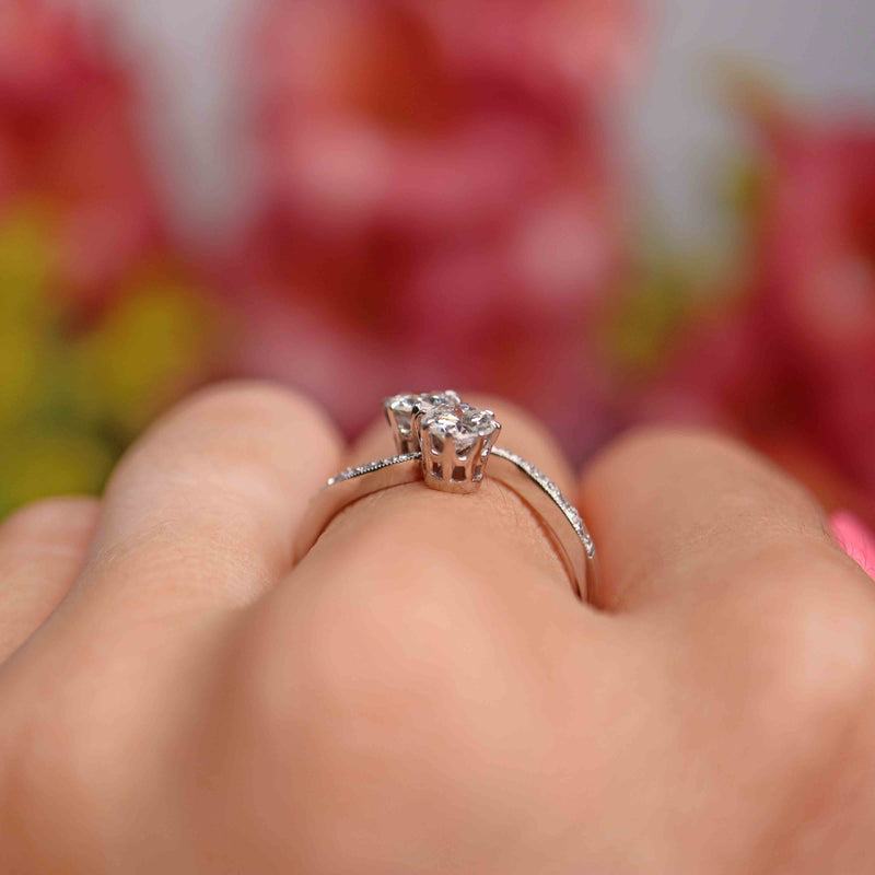 Ellibelle Jewellery Art Deco Diamond Platinum Crossover Engagement Ring (0.86cts)