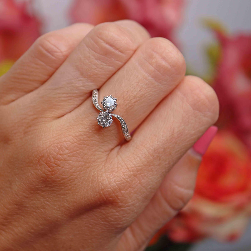 Ellibelle Jewellery Art Deco Diamond Platinum Crossover Engagement Ring (0.86cts)