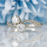 Ellibelle Jewellery Art Deco Diamond Platinum Crossover Engagement Ring (0.86cts)