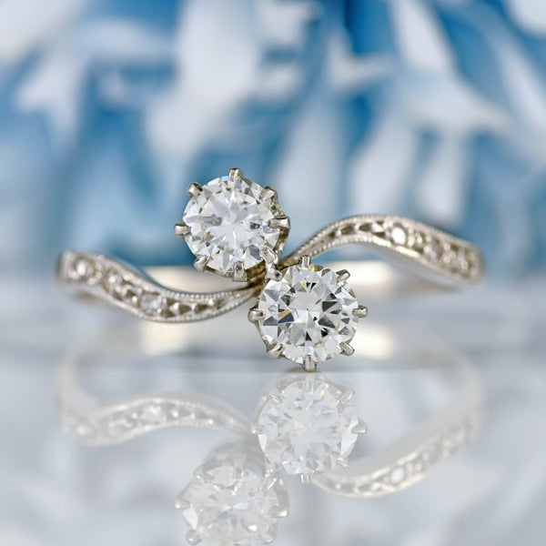 Ellibelle Jewellery Art Deco Diamond Platinum Crossover Engagement Ring (0.86cts)