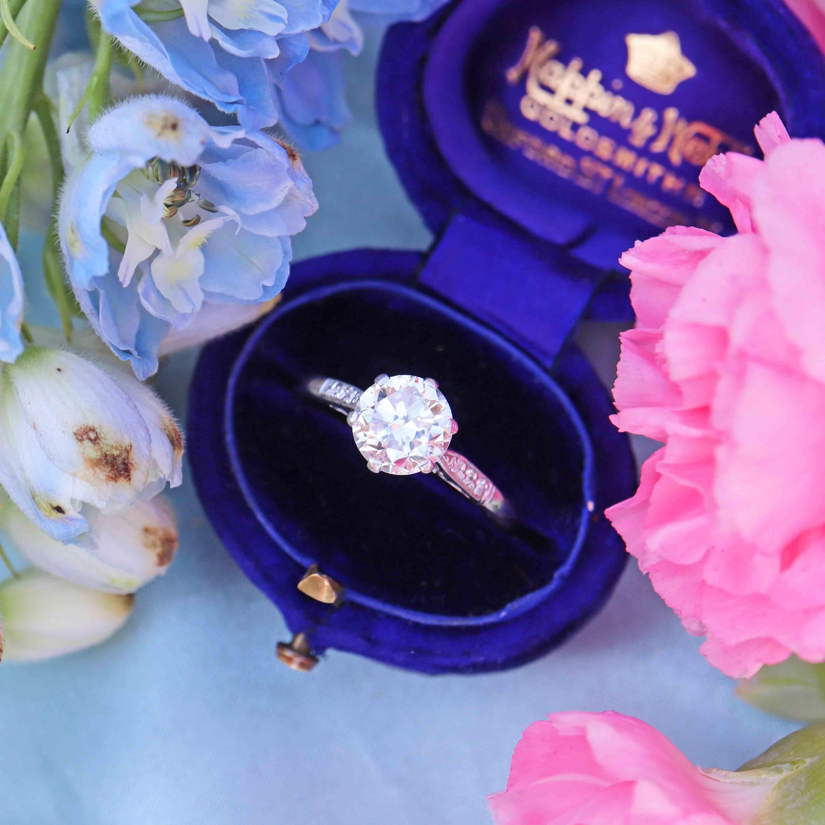 Ellibelle Jewellery Art Deco Diamond Platinum Solitaire Engagement Ring (1.43cts)