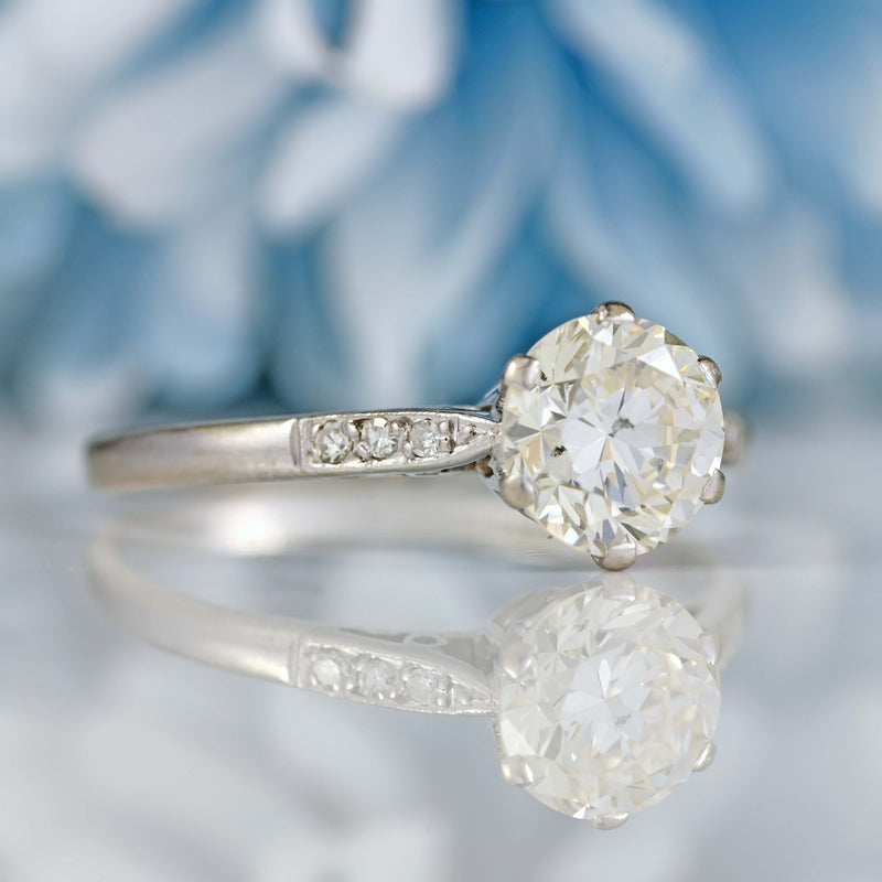 Ellibelle Jewellery Art Deco Diamond Platinum Solitaire Engagement Ring (1.43cts)