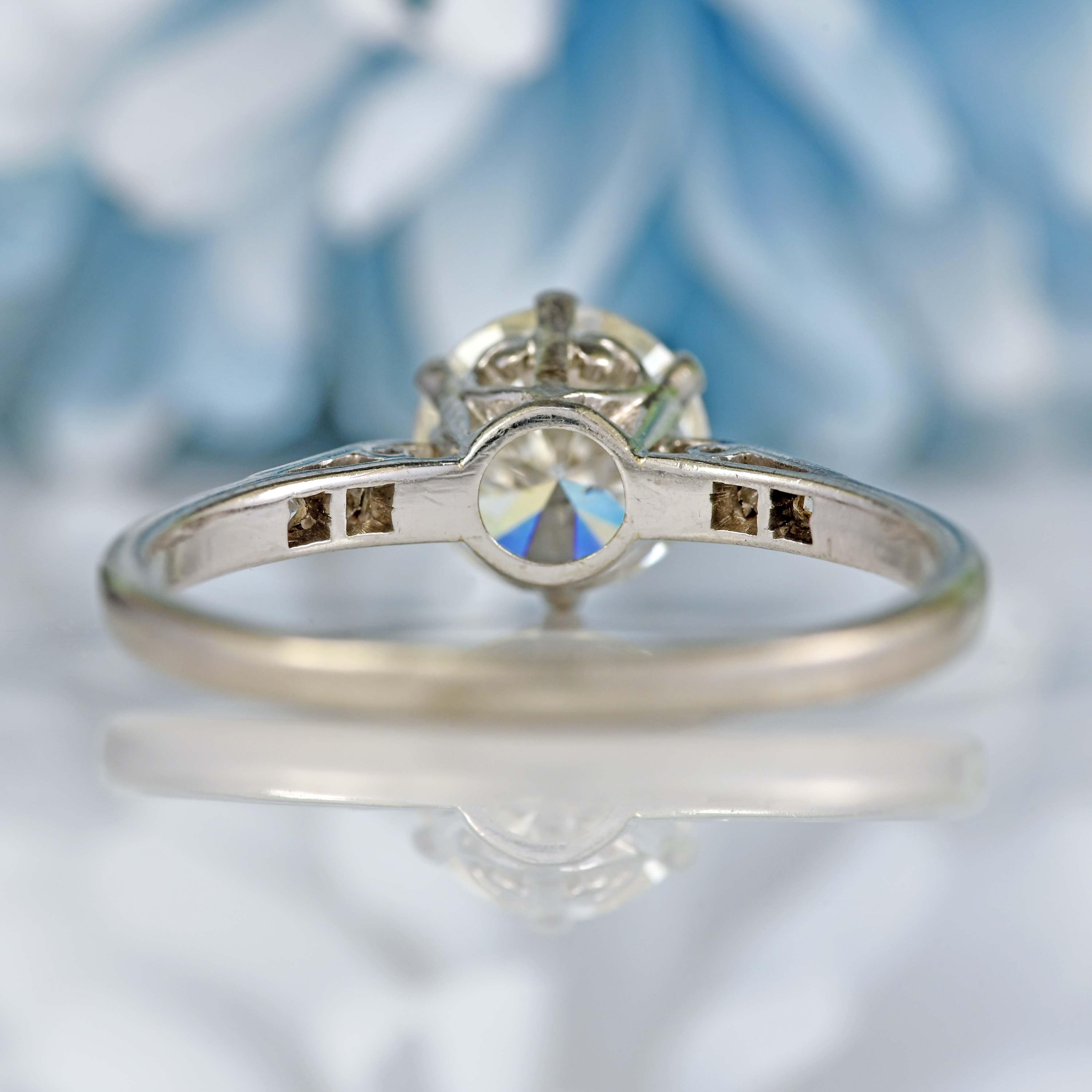 Ellibelle Jewellery Art Deco Diamond Platinum Solitaire Engagement Ring (1.43cts)