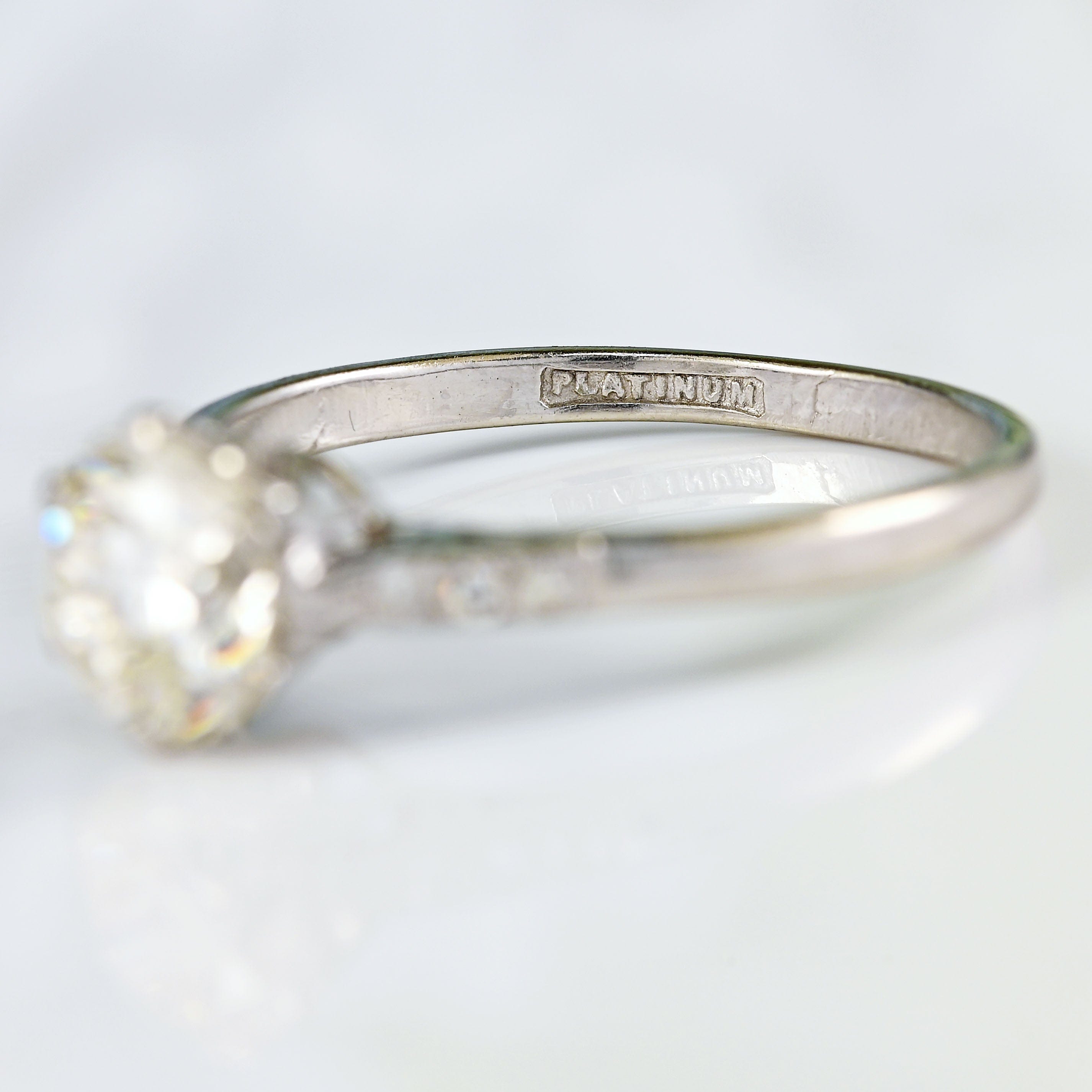 Ellibelle Jewellery Art Deco Diamond Platinum Solitaire Engagement Ring (1.43cts)