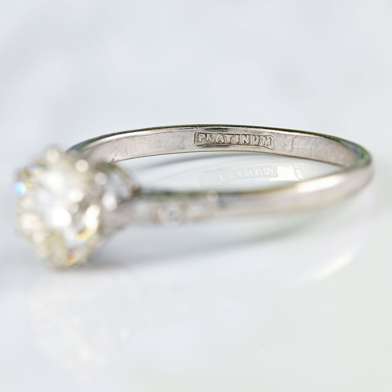 Ellibelle Jewellery Art Deco Diamond Platinum Solitaire Engagement Ring (1.43cts)