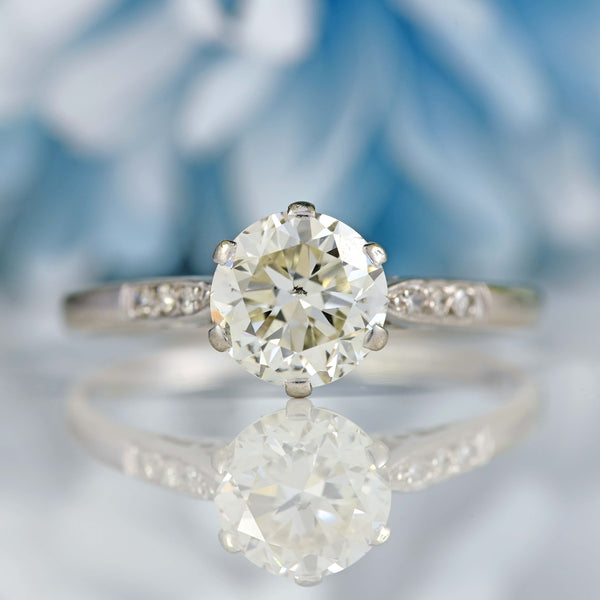 Ellibelle Jewellery Art Deco Diamond Platinum Solitaire Engagement Ring (1.43cts)